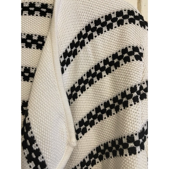 Talbots Cardigan Women‎ Medium Petite Black White Striped Open Knit Sweater - Picture 2 of 5